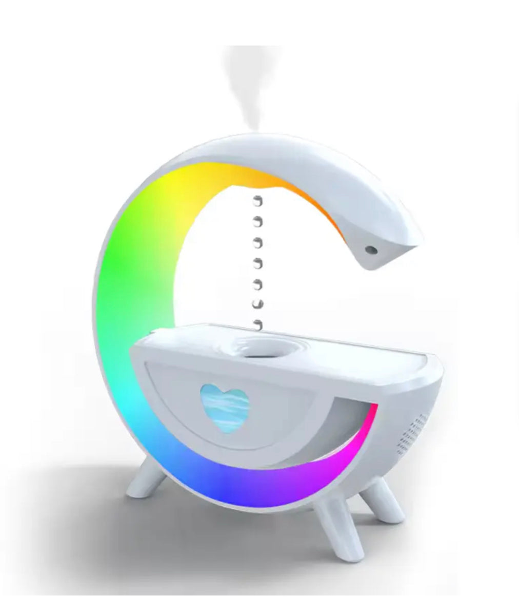 מנורת לילה שולחנית RGB בצורת G עם מפיץ ריח דגם Y13
אנטי גרביטציה • מיכל למילוי חומר בקיבולת 350ML • רמקול בלוטות' בעוצמה של 5W