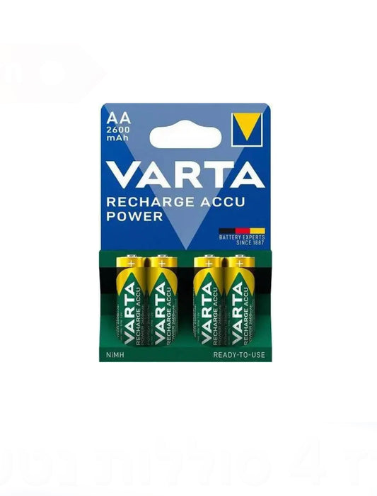 מארז 4 סוללות נטענות Varta AA 2,600mAh