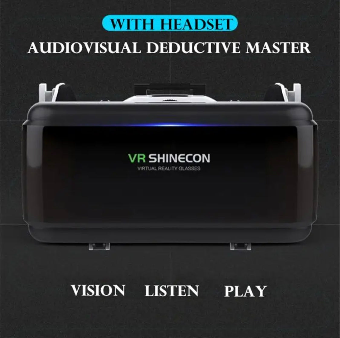 משקפי תלת מימד VR עם אוזניות מובנות כולל שלט