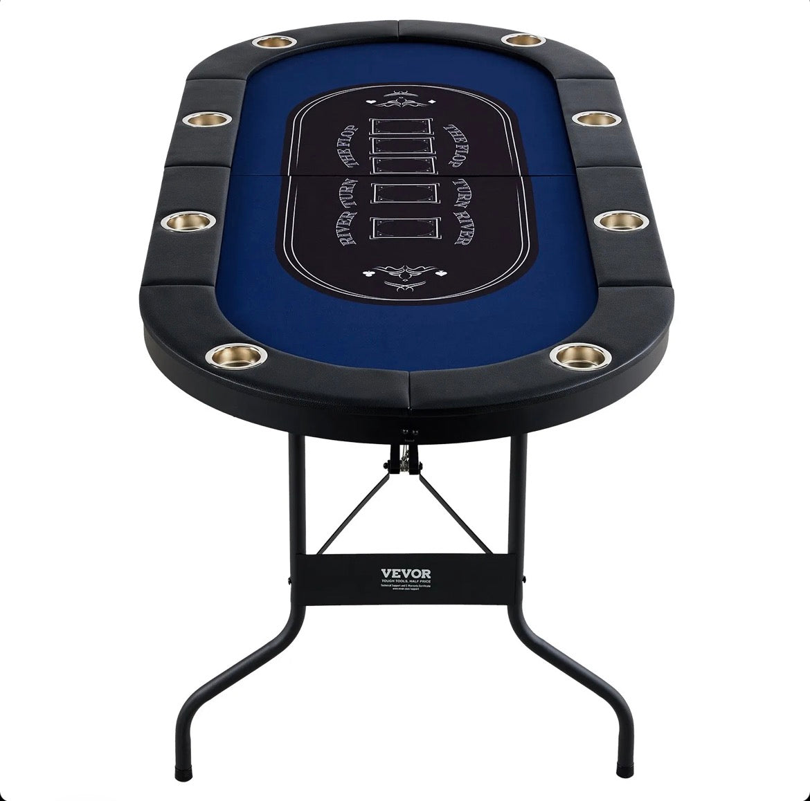 שולחן פוקר אליפטי מתקפל 8/10 ידיים HOT HAND POKER בצבע שחור