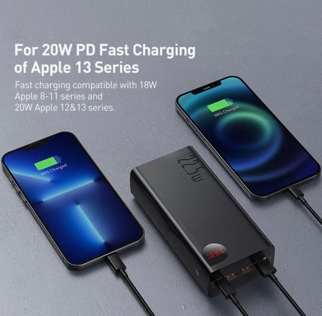 סוללת גיבוי עוצמתית ואיכותית בקיבולת של 40,000 Mha עם טעינה מהירה של 22.5W של חברת baseus   עם משלוח חינם עד בית הלקוח