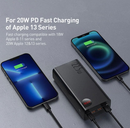 סוללת גיבוי עוצמתית ואיכותית בקיבולת של 40,000 Mha עם טעינה מהירה של 22.5W של חברת baseus   עם משלוח חינם עד בית הלקוח