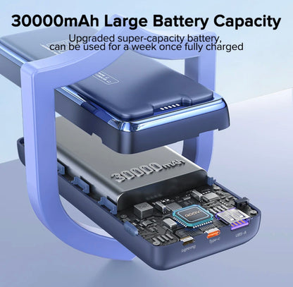 מטען נייד/סוללת גיבוי ניידת 30,000 mha של חברת qoovi טעינה מהירה 65PD 22.5W   משקלה חצי קילו