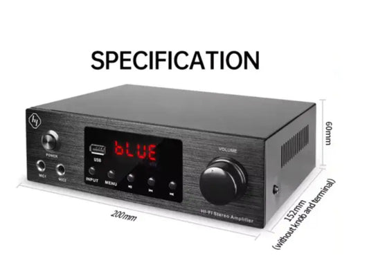 מגבר סטריאו 120W דגם AV-260
חיבורים: AUX, USB, BLUETOOTH, FM