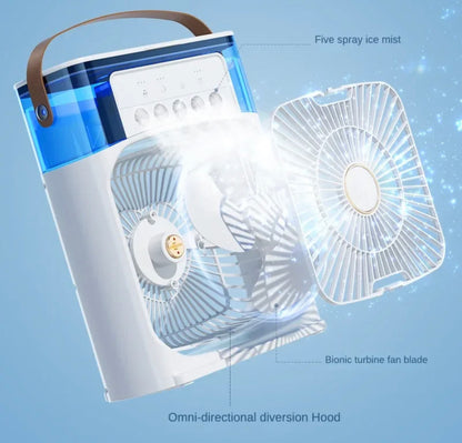 מאוורר  עם אדי מים לקירור מירבי עם 3 מצבים 5 פיות לאידוי