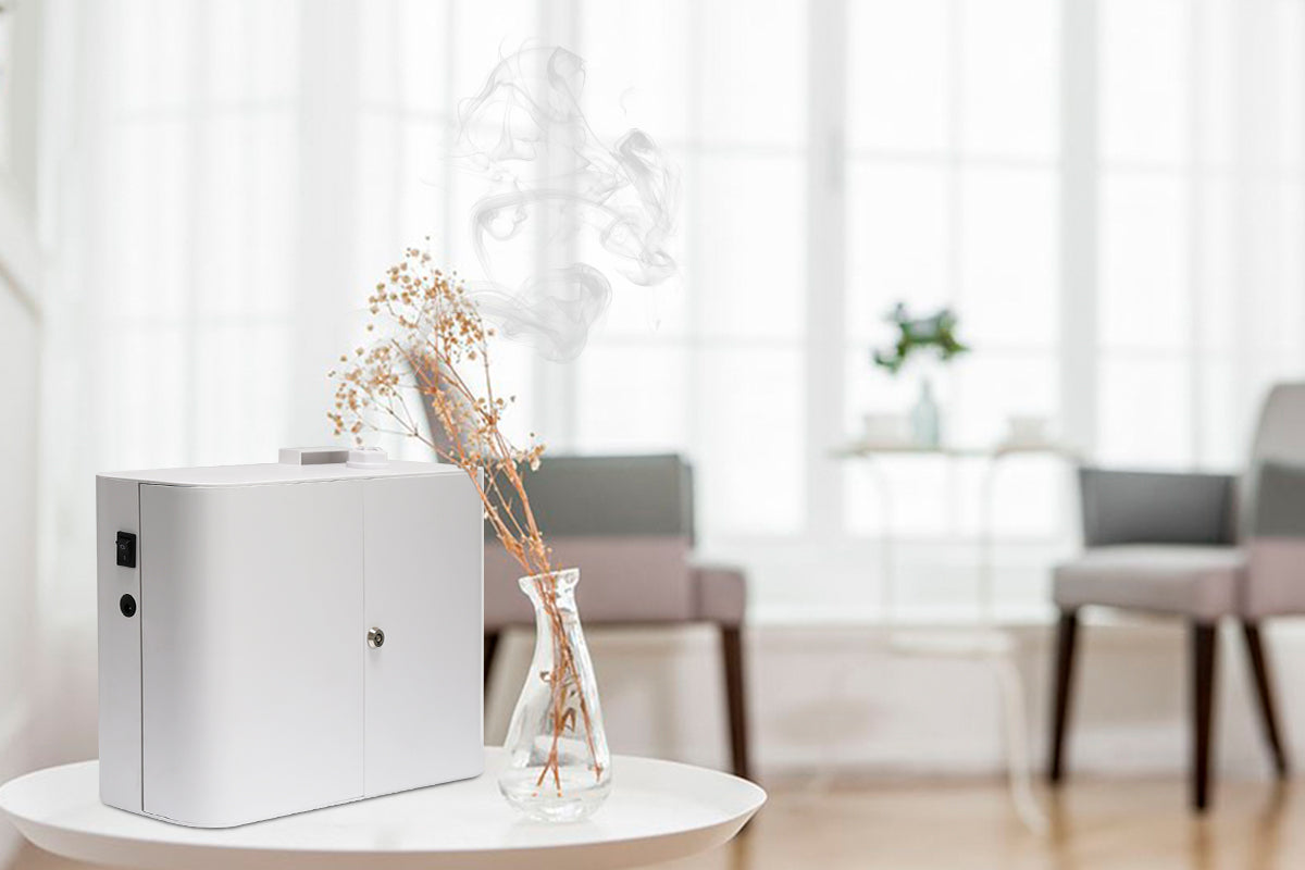 מפיץ ריח על בסיס שמן ואדים בחלל עד 500 מ״ר משלוח חינם לכל הארץ מגיע עם 1 ליטר  מספיק עד 3 חודשים