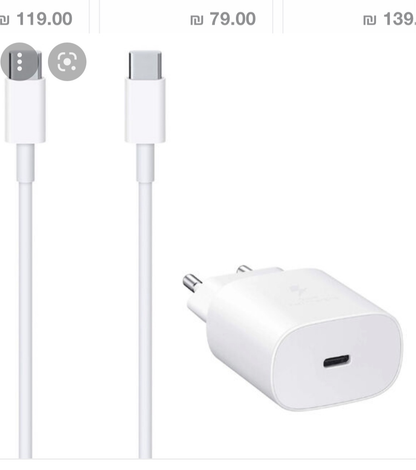 מטען PD Type-C 25W צבע שחור מבית Samsung עם כבל באורך 1.8 מטר (סאני תקשורת)