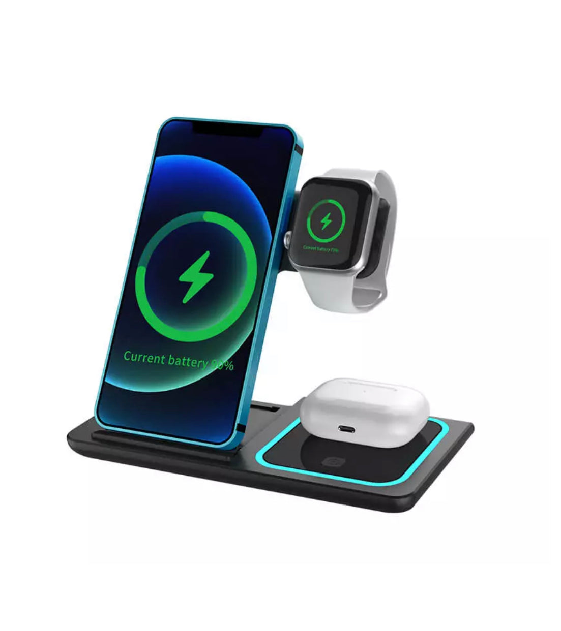 מטען שולחני 3 ב-1 דגם X455 (משטח טעינה למכשירי סלולר, מטען שעון, מטען איירפודס)