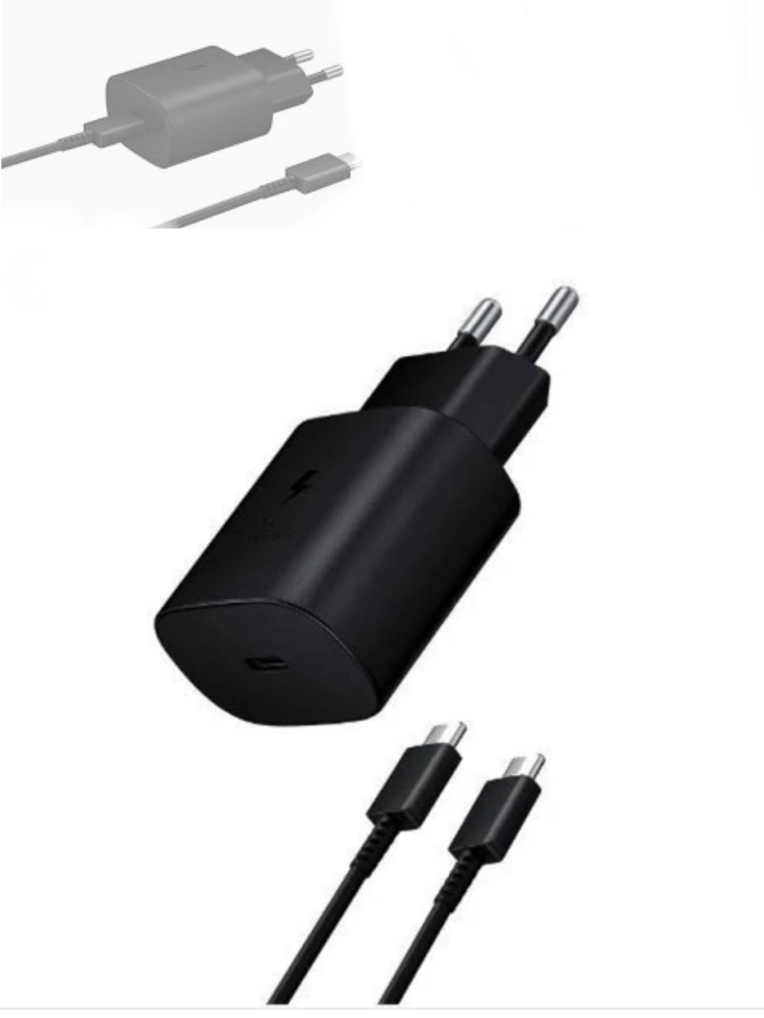 מטען PD Type-C 25W צבע שחור מבית Samsung עם כבל באורך 1.8 מטר (סאני תקשורת)