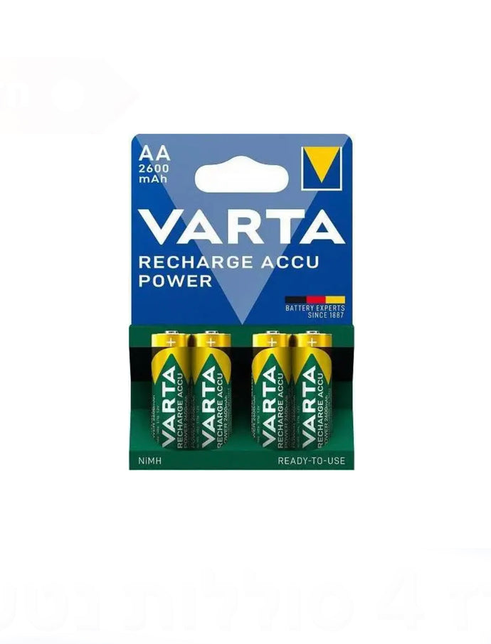 מארז 4 סוללות נטענות Varta AA 2,600mAh